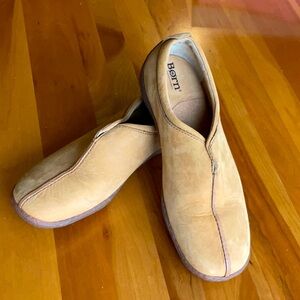 Born tan nubuck slip on loafers